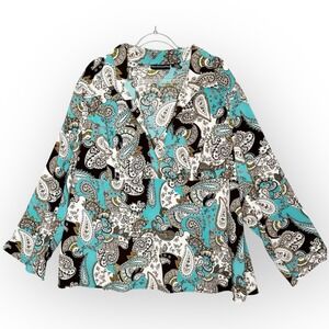 Vintage y2k 90s top shirt womens 3x plus size Babydoll Career Button Up Blouse‎